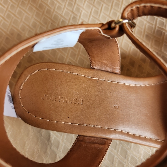 5/$20 NWT Joe Fresh beige blue white polka dot wedge heel sandal shoes girls 3 - Picture 9 of 13